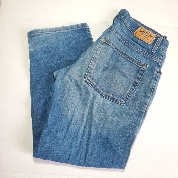 Signature Levi Loose Whiskers Denim Blue Jeans Baggy W 31 x L 27 14 Husky Unisex - Picture 3 of 6